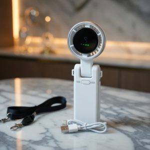 Portable Mini Turbo Fan – 5-Speed, High Battery, USB-C Rechargeable,White