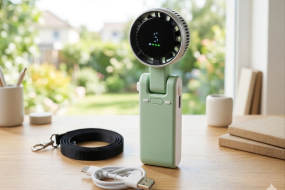 Portable Mini Turbo Fan – 5-Speed, High Battery, USB-C Rechargeable,Light Green