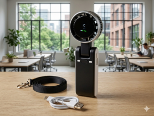 Portable Mini Turbo Fan – 5-Speed, High Battery, USB-C Rechargeable,Black Grey