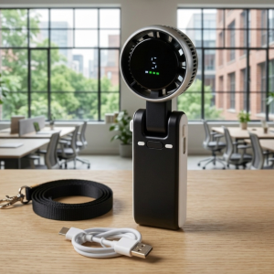 Portable Mini Turbo Fan – 5-Speed, High Battery, USB-C Rechargeable,Black Grey