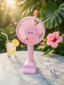 Rechargeable mini make-up fan for girls and suitable for baby sleep in load-shedding with phone stand