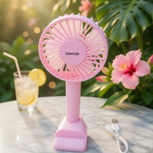 Rechargeable mini make-up fan for girls and suitable for baby sleep in load-shedding with phone stand